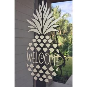 WELCOME pineapple door decal in etched glass vinyl 7" x 15"